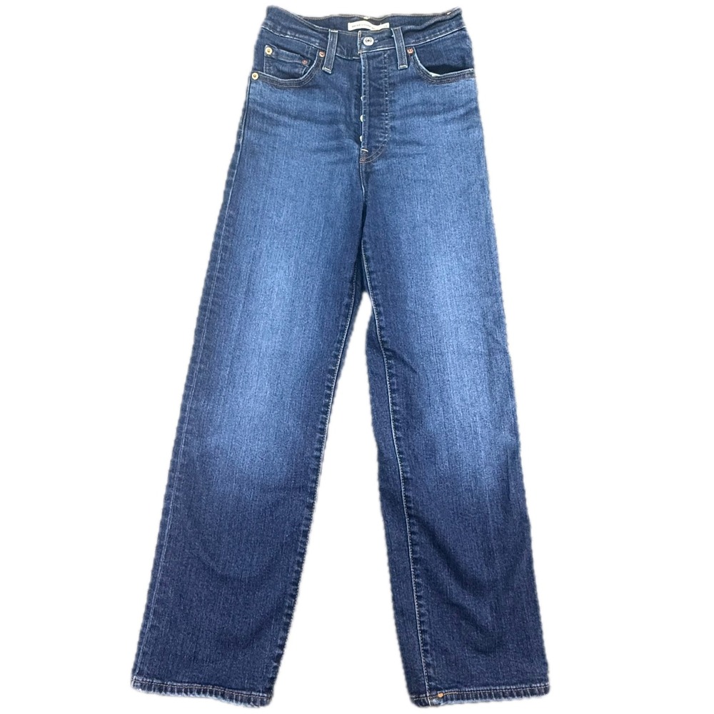 Levi's Ribcage Straight Ankle‎ Jeans Womens 25 Blue High Rise Button Fly